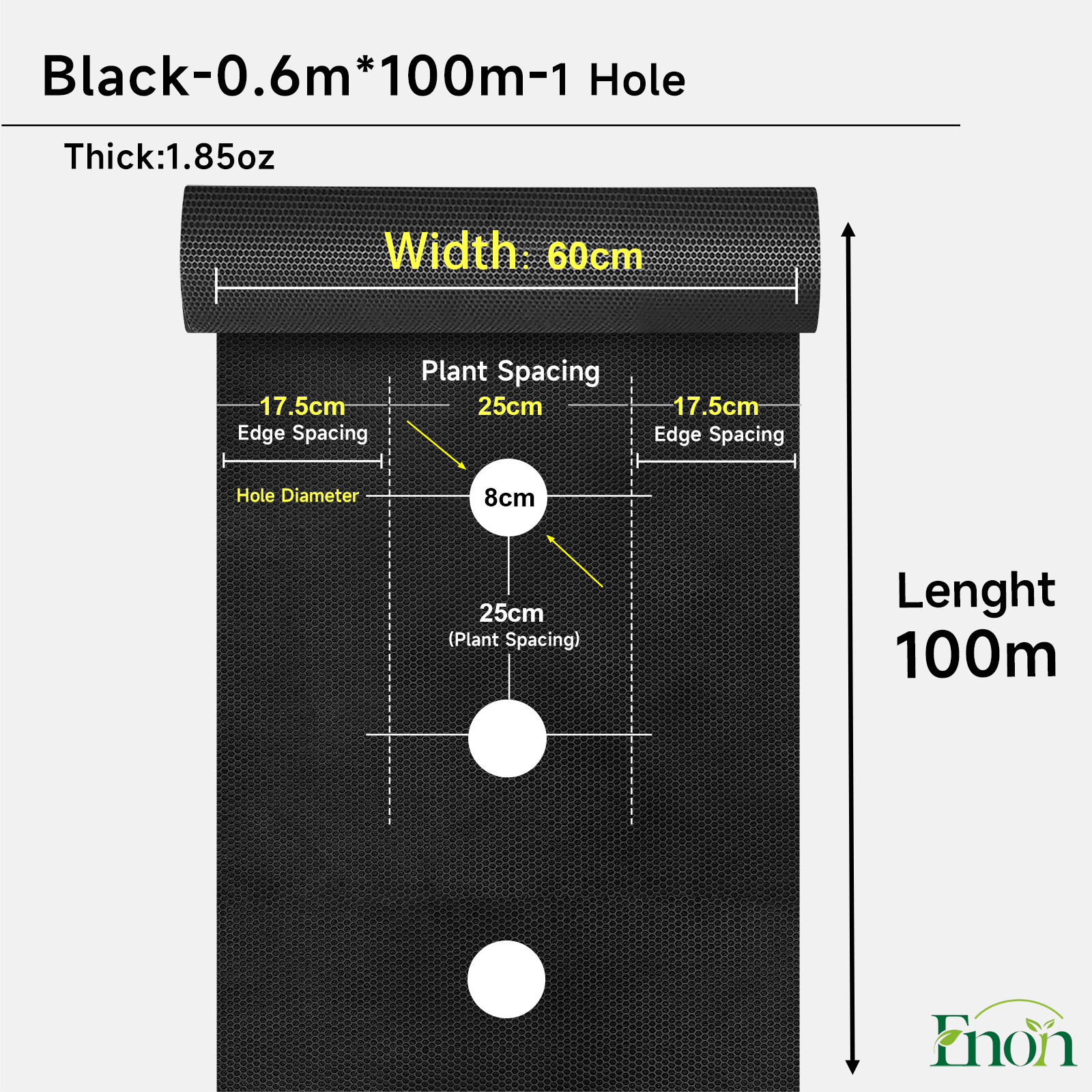Noir-Largeur 0,6mX100m