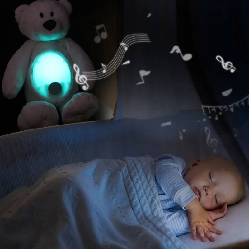 Projektör yatıştırmak gece lambası yatıştırıcı bebek dolması peluş oyuncak hayvan