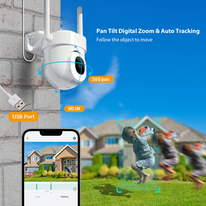 WiFi güvenlik kamerası açık kablolu 3MP tam renkli gece görüş AI algılama 2 yönlü ses PTZ otomatik izleme desteği Alexa - Product Image 2