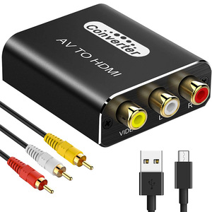 Adaptador convertidor de AV a HDMI personalizado de fábrica (con cable) [P 1080/60Hz]-Plug and Play para cine en casa/proyector. - Product Image 1