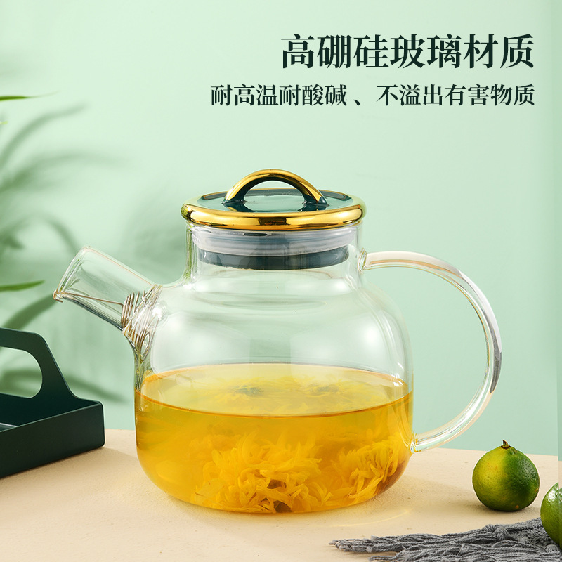 1.2L Single Glass Jar with Gold-rimmed Lid