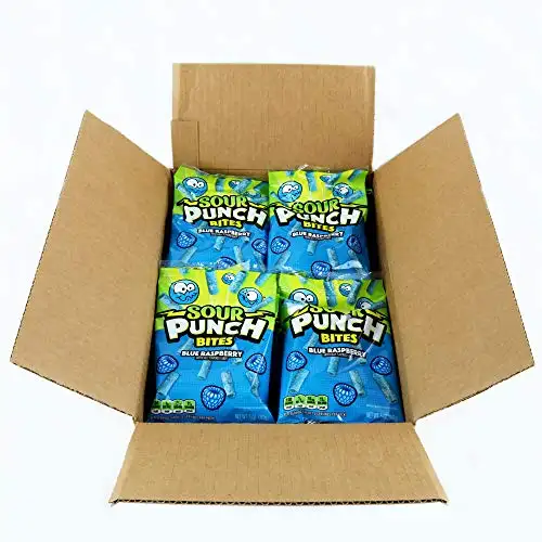 Sour Punch Bites Sweet Chewy Candy Blaue Himbeer geschmack Sour Candy 5 Unzen Tasche (Packung mit 12 Stück) American Candy