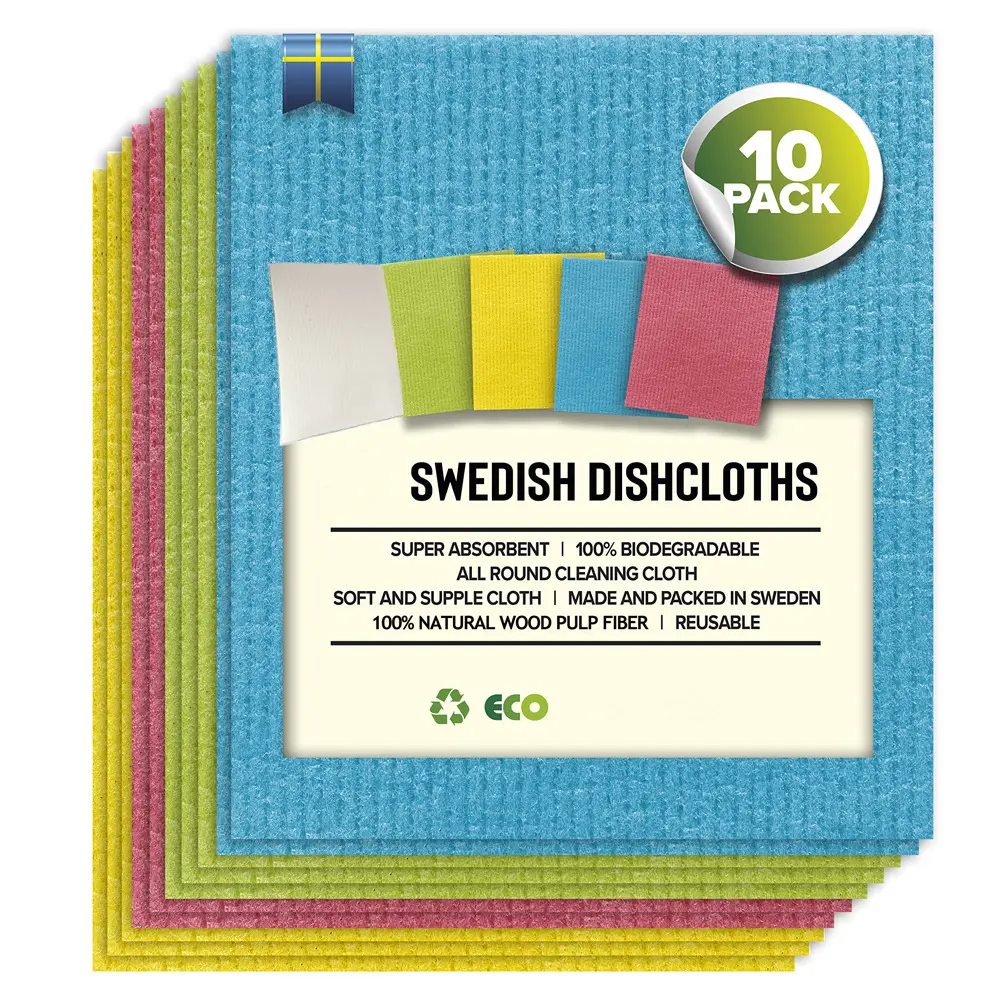 Torchons de cuisine réutilisables lavables suédois personnalisés écologiques essuie-tout