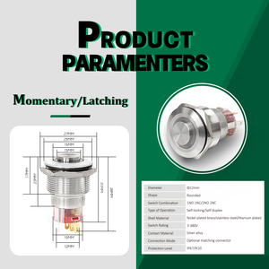 LVBO Momentary 19mm 22mm Metal <strong>Button</strong> <strong>Switch</strong> on Off Spdt <strong>Dpdt</strong> Metal Momentary <strong>Push</strong> <strong>Button</strong> <strong>Switch</strong> 12mm - Product Image 6