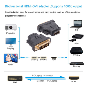 VCOM镀金1080P母到公HDMI到DVI 24 + 1适配器电脑显示器HDMI到DVI视频转换器 - Product Image 3