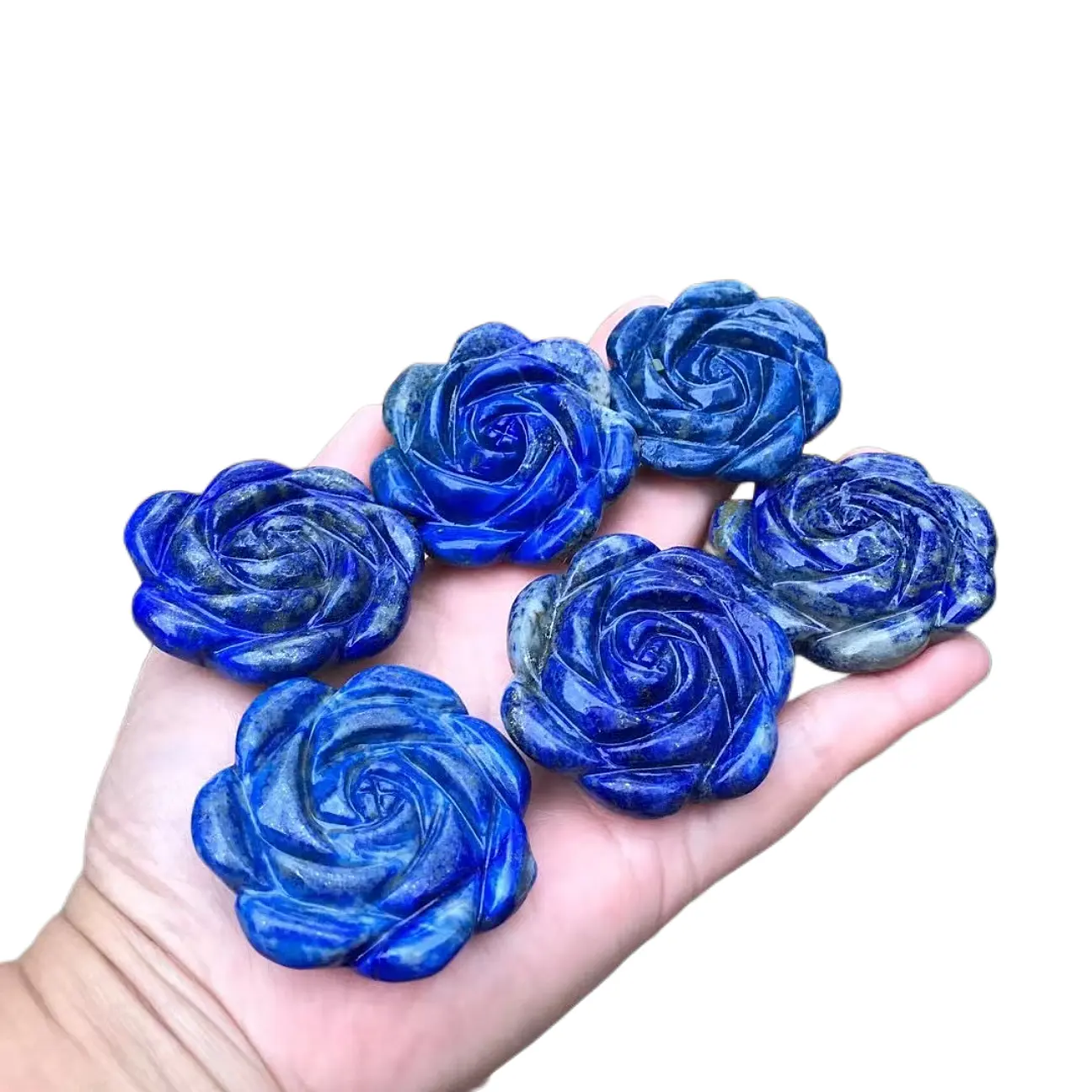 Nuovi arrivi cristalli intagliati a mano di alta qualità artigianato curativo fiore di rosa lapislazzuli blu naturale per regalo
