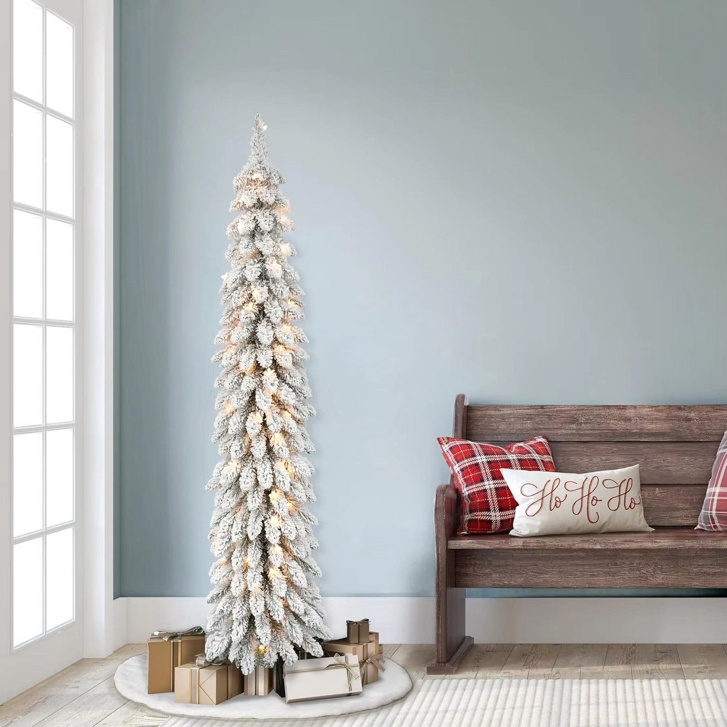Flocked Christmas Tree with Lights