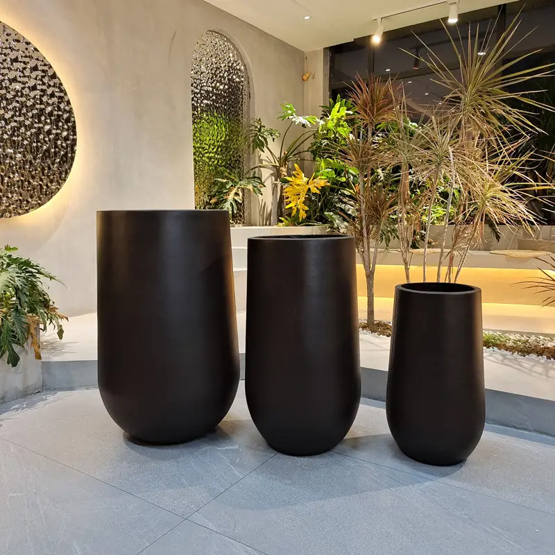 Tall Outdoor Decorative Durable Large Fiber Clay Cement Flower Pots & Planters Pot For Planting Trees And Flowers