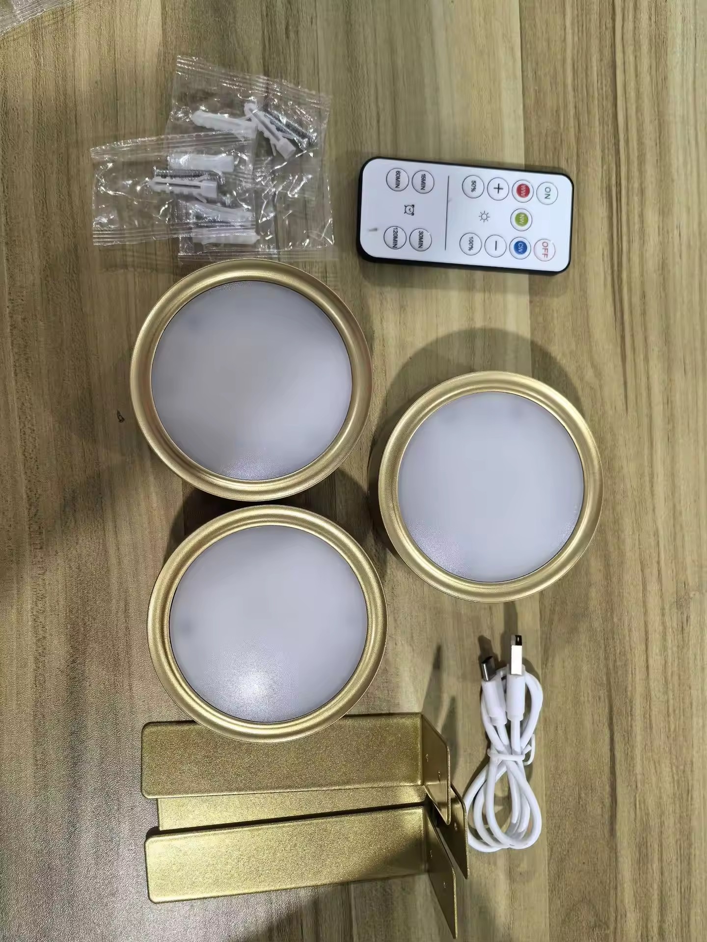 Lampe coque dorée 3 couleurs t048b-cw-3 1 télécommande