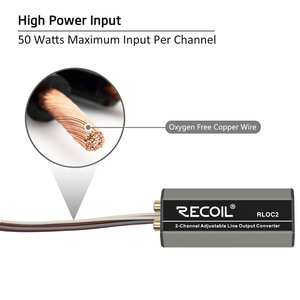 边缘rlox2双通道扬声器电缆至RCA可调线路输出转换器，远程开启 - Product Image 4