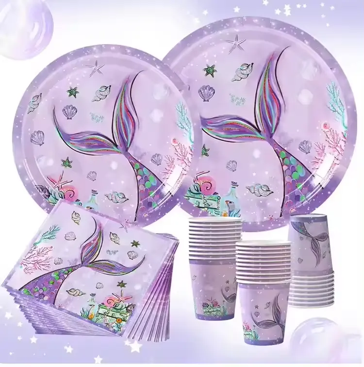 Platos de papel personalizados, juego de servilletas, decoraciones de mesa, suministros para fiesta de bienvenida al bebé, juego de vajilla desechable para fiesta de cumpleaños