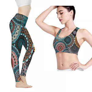 Ethnic Mandala <strong>Tribal</strong> Geometric Pattern 2 Piece <strong>Yoga</strong> Pants Women Sports Bra and Leggings Sets Tummy Control Workout Outfits - Product Image 1