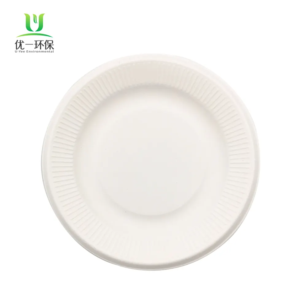 Биокомпостируемая разлагаемая посуда, обеденные наборы, 7-дюймовая одноразовая тарелка из сахарного тростника, бумажная тарелка, купить одноразовую посуду