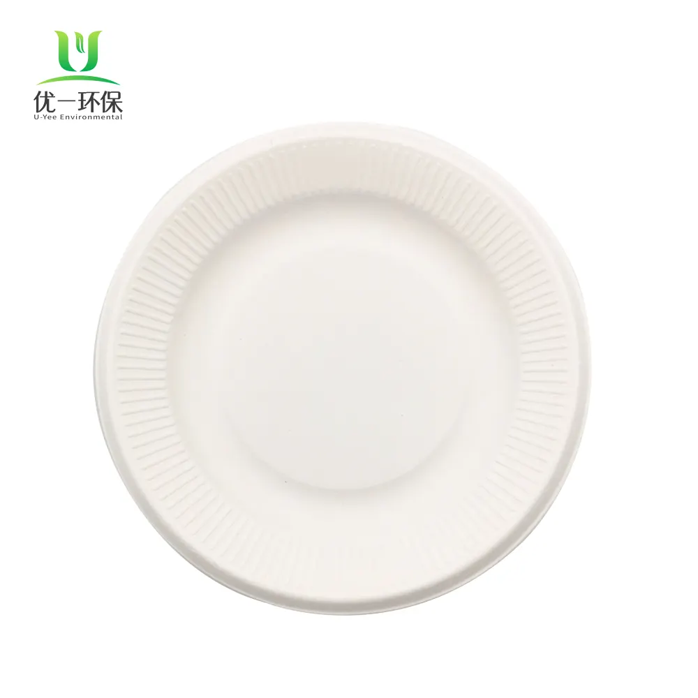 Vajilla Degradable Bio Compostable, Juegos de Cena, Plato de Pulpa de Papel de Caña de Azúcar Desechable de 7 Pulgadas-Comprar Vajilla Desechable