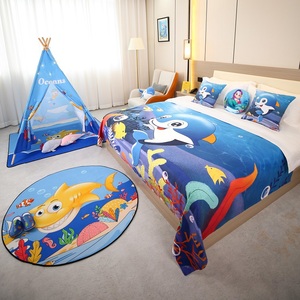 プリントベッドカバーホテル用プリント寝具セットカスタムホテル子供部屋ベッドカバー
