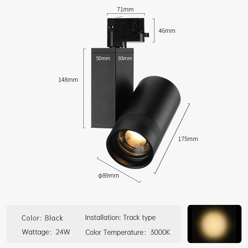Rail noir-24W-3000K