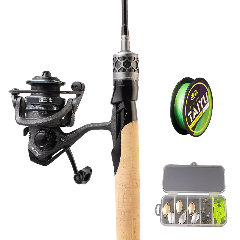 Grey spinning rod reel line lure