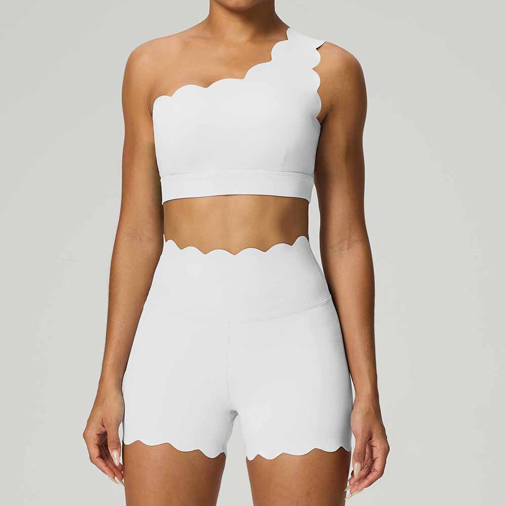 Clouds White WISPY CLOUDS Single Shoulder Bra Shorts