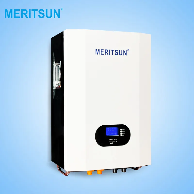 MeritSun 48V 200Ah शक्ति ऊर्जा दीवार बैटरी 10KWH रिचार्जेबल लिथियम आयन बैटरी पैक ऊर्जा भंडारण बैटरी