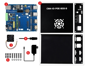 CM4-IO-POE-BOX-B,PoE Mini-Computer (tipo B) basato sul modulo di calcolo Raspberry Pi 4 (non incluso), custodia in metallo, con ventola di raffreddamento