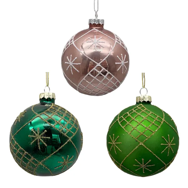 2023 ornamenti fatti a mano con palline di vetro da 8cm ornamenti con palline appese all'albero di natale