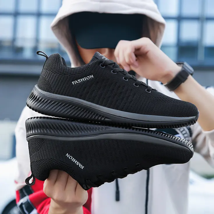 Hafif yumuşak MD taban mens ekstra boyutu rahat koşu yürüyüş tarzı siyah ayakkabı sneakers eğitmenler ayakkabı