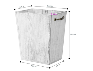 Cubo de basura de madera blanquecina con asas de metal dobles integradas para oficina, dormitorio, baño, forma rectangular - Product Image 2