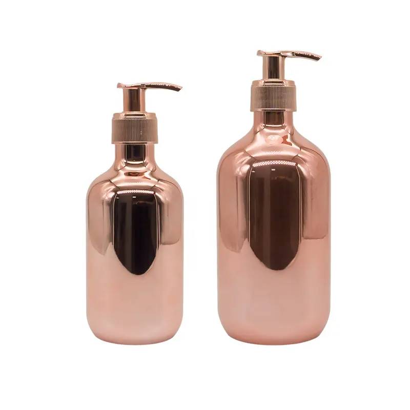 Alta qualidade 300ml500ml vazio rosa ouro prata galvanoplastia processo mão lavar garrafas plásticas para hotel casa shampoo embalagem