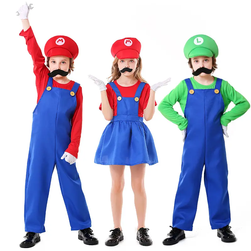 Super disfraz de Mario Bros, traje unisex para adultos y niños, disfraz de disfraces