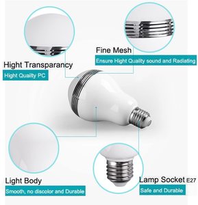 BT ampuller hoparlör, E27 akıllı LED ampul lamba RGB renk değiştirme/müzik çalar/akıllı telefon App - Product Image 2