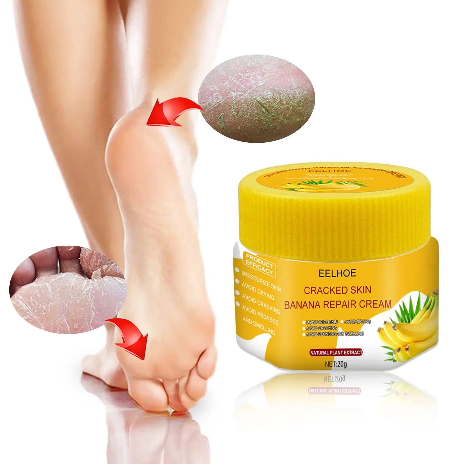 Cracked Rough Heels Dead Skin Calluses Repair Softening Foot Cream With Natural Banana Extract Vitamin E Olive Oil