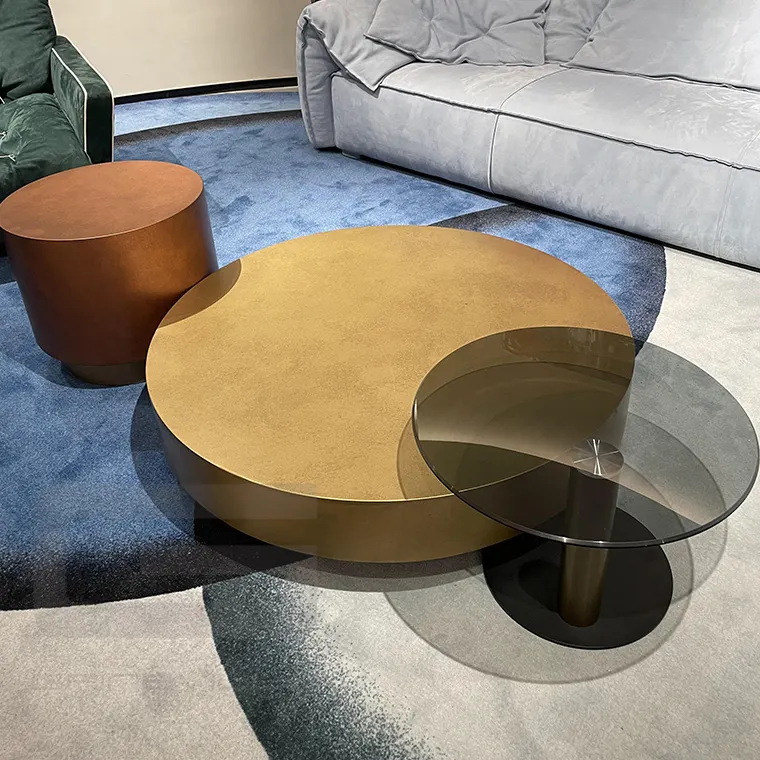 Modernes Design Wohnzimmer möbel Tee tisch Runde Mitte Rock Grundplatte Edelstahl Messing Couch tisch