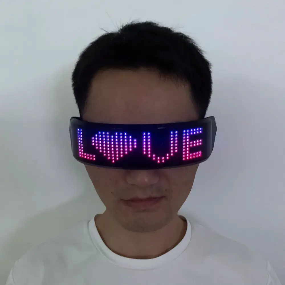 Rave parti APP programlanabilir DIY mesaj görüntüler müzik ritim kaydırma ekran USB yeniden şarj edilebilir renkli parlayan LED gözlük
