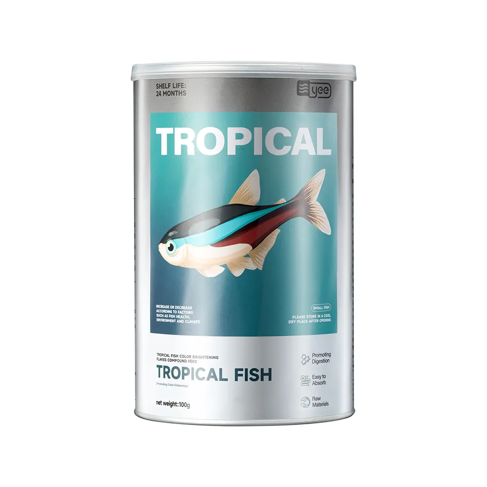 Alimento para peces tropicales, alimento nutritivo alto, alimento para peces ornamentales, al por mayor precio de fábrica, copos de alimento para peces de acuario