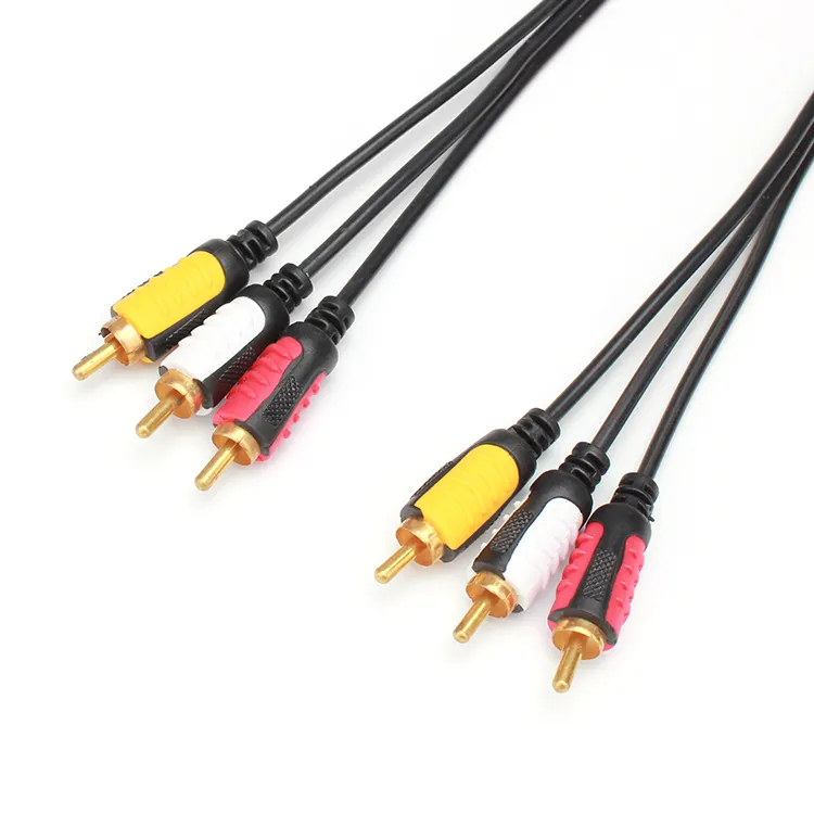 Gold vernickelt audio aux AV kabel 3 farbe set top box DVD 6 kopf 3 RCA stecker verbinden lotus kabel