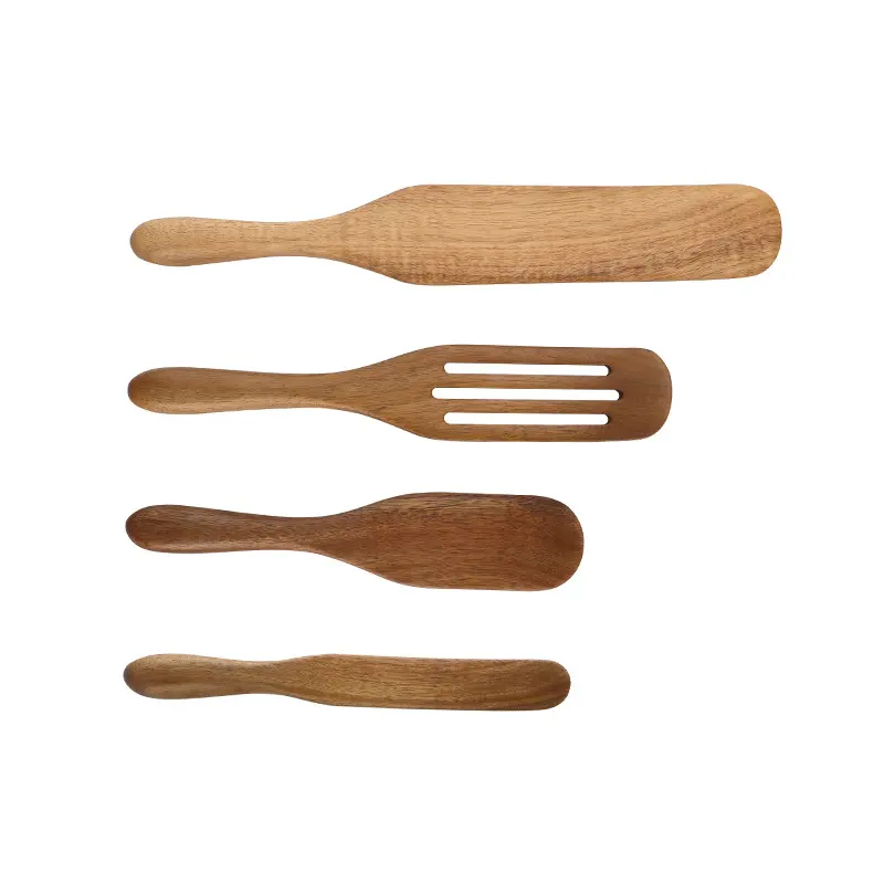 Penjualan terlaris kustom multi-penggunaan peralatan dapur Set 5 Spatula kayu Acacia spuretles kayu Set