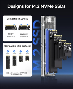 Şeffaf M.2 NVMe SSD muhafaza USB tip C USB3.2 usb10 Gbps harici katı hal sürücü muhafaza PCI-E M2 m-anahtar HDD durumda - Product Image 3