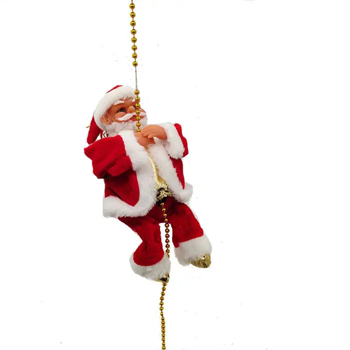 Dropshipping babbo natale corda rampicante musicale elettrica arrampicata musicale su scala di corda ornamenti giocattolo di babbo natale per le vacanze