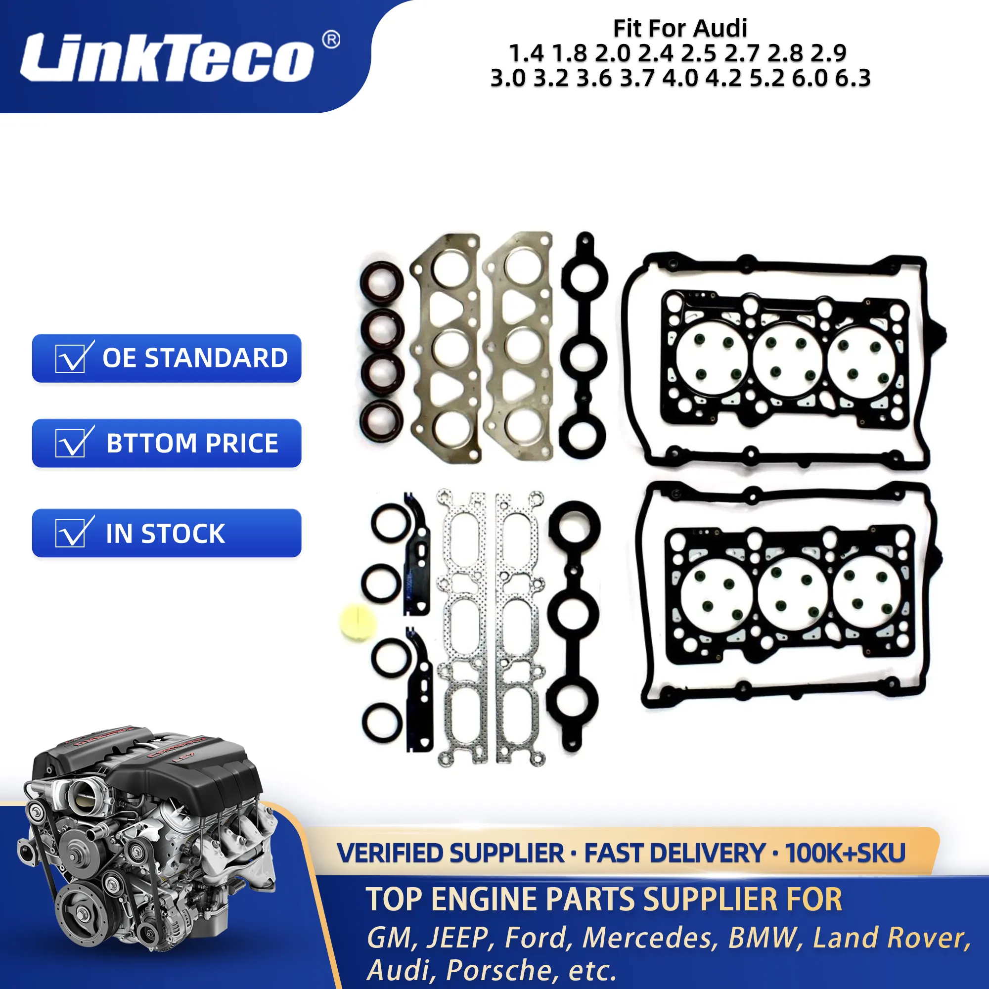 Linkteco Motor Cilinderkop Pakkingset Set Voor Vw Audi Golf Quattro Passat Porsche Ea839 Ea837 Ea111 Ea888 Ea113 Ea211 Ea220