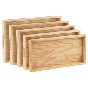 Vassoio in legno di quercia naturale in legno di quercia e legno annidato vassoio rettangolare in rovere bianco - Product Image 1