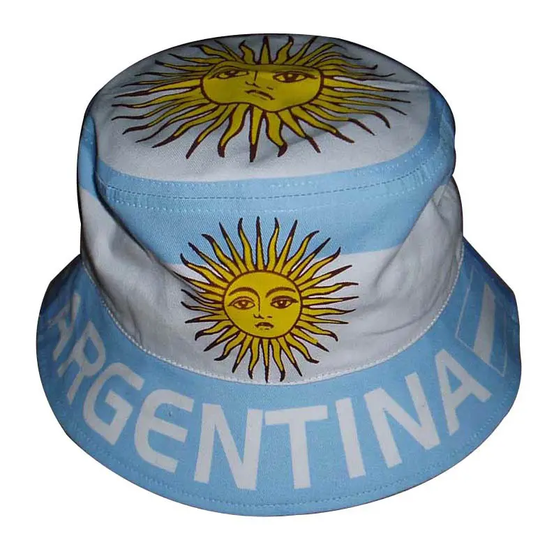 Argentinië Goedkope promotie land vlag print emmer hoed, groothandel polyester OEM emmer hoed, katoen bob hoed