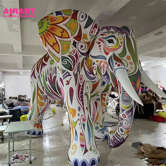 Desfile de eventos de verão elefante inflável colorido, elefante inflável de alta qualidade