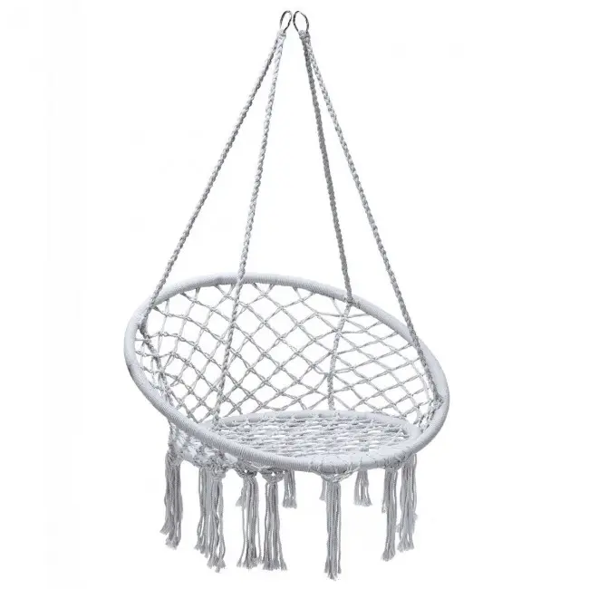 Columpio de macramé para jardín, silla colgante con cuerda, redonda, para exteriores