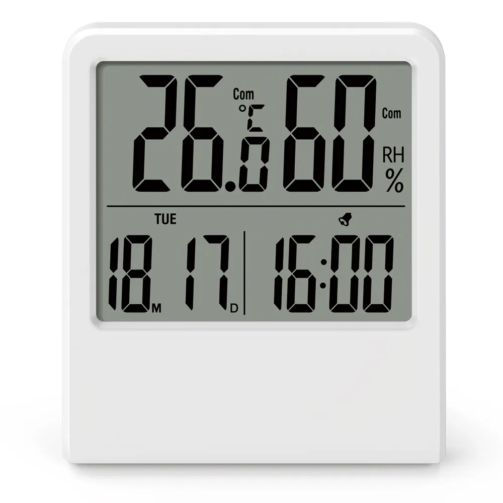 Indoor Room LCD Electronic Temperature Humidity Meter Digital Thermometer Hygrometer with Alarm Clock