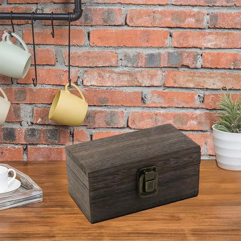 Caja de almacenamiento de madera rectangular Caja de madera decorativa para manualidades Aficiones Regalos y joyería Caja de madera con tapa con bisagras y cerradura