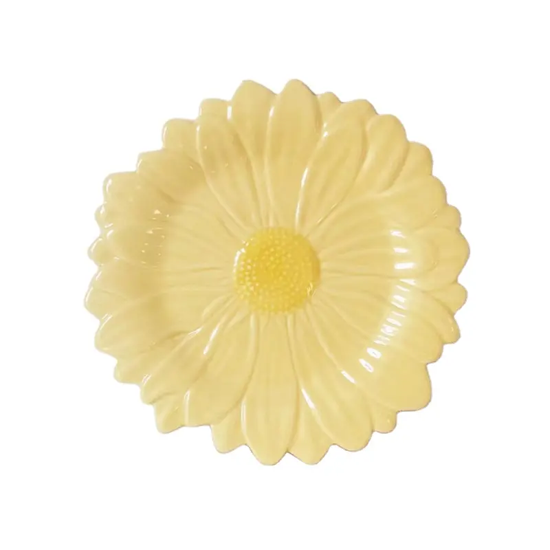 Vaisselle décorative en forme de fleur blanche, rose, jaune, assortiment de couleurs, assiette à gâteau, Dessert en céramique, plat pour Restaurant, fête de mariage