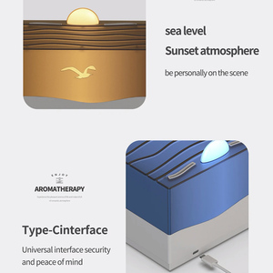 Umidificatore ad ultrasuoni per purificare l'aria al tramonto dopo il bagliore di aromaterapia Timer colorato per oscuramento della lampada a LED diffusore di aromi - Product Image 4