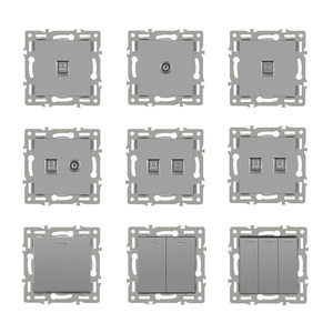 Accesorios de enchufe estándar europeo serie M 82, módulo de teléfono de TV de ordenador gris, tecla de función de 52*52mm, venta al por mayor