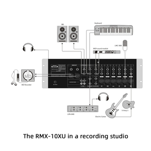 Lane RMX-10XU-mezclador de Audio analógico profesional, interfaz de Audio USB de 10 canales con dientes azules, para grabación de estudio, banda pequeña - Product Image 3
