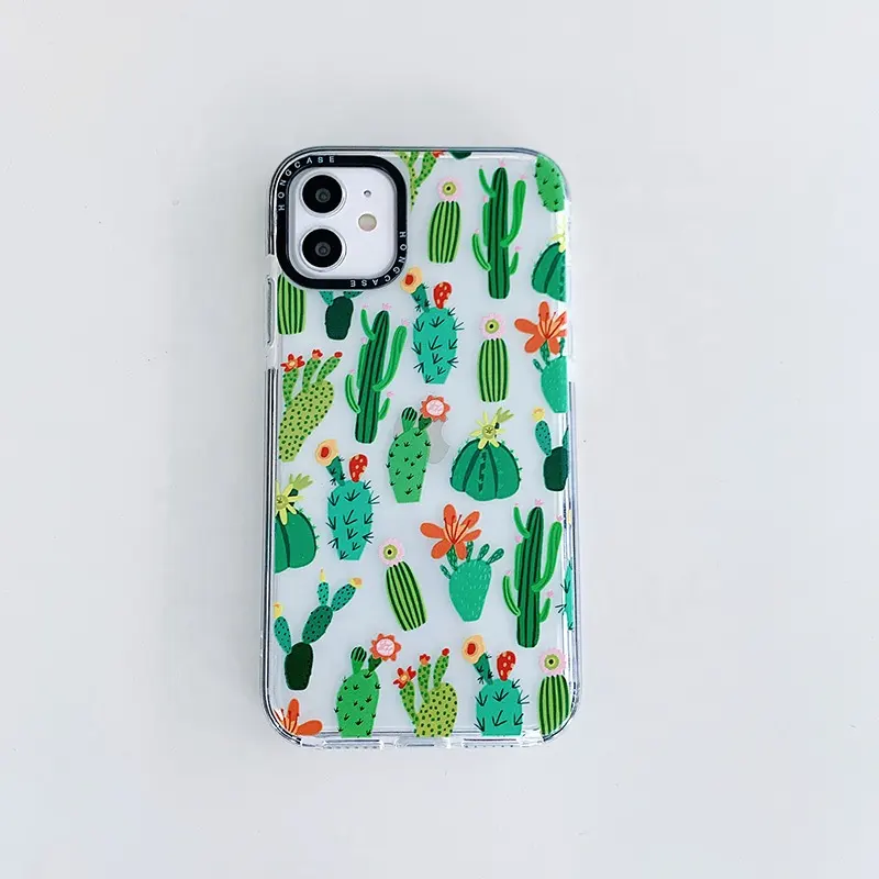 Fornitore di Fiore di Cactus Stampa Personalizzata su Trasparente Cassa Del Telefono Mobile Copre la Parte Posteriore per il iPhone 12 con la Macchina Fotografica di Protezione